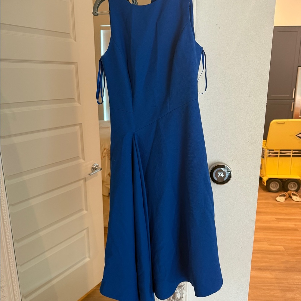 Ted Baker Blue Asymmetrical Halter Midi Dress